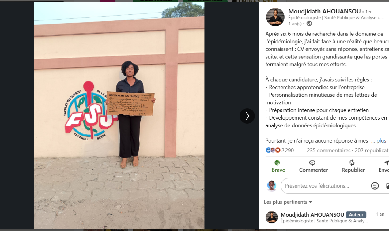 Exemple de posts pour recherche d'emploi sur LinkedIn